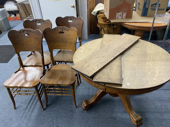 Antique Oak Table And Chairs