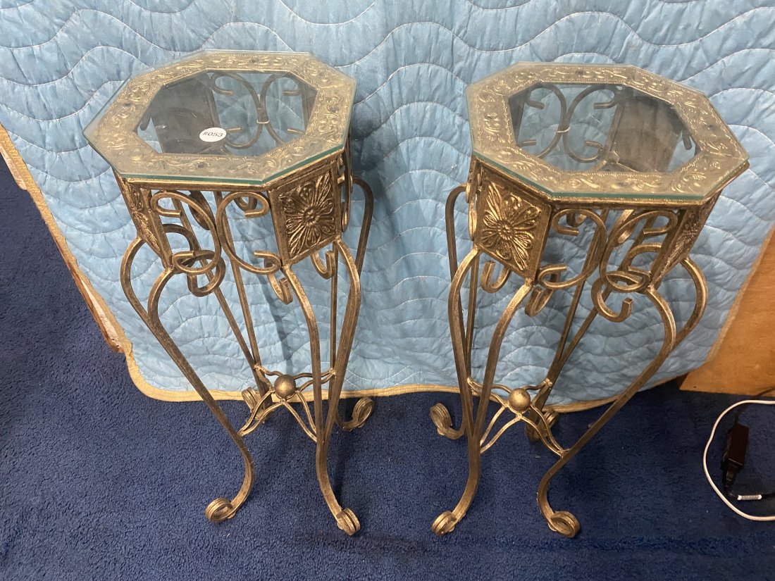 Pair Of Wrought Iron Pedestal Stands (1 of 4)