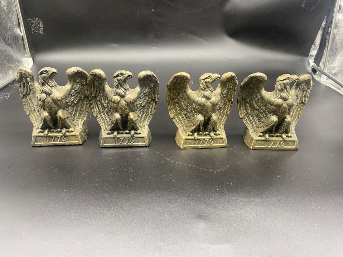 Two Pair of Colonial Virginia Bookends: each is 6"x5", signed and dated 1965 on back