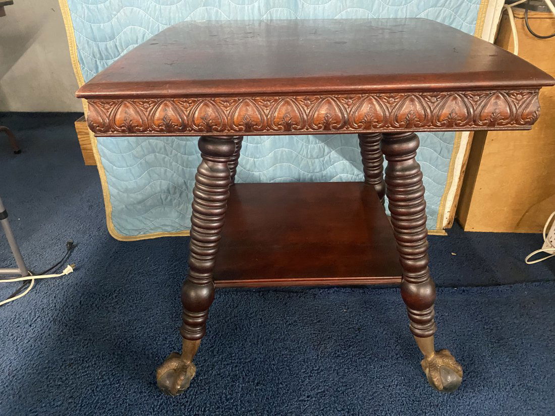 Antique Mahogany Stand with Large Ball and Claw Feet (1 of 5)