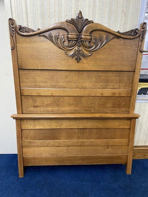 Antique Oak Hi-Back Bed (1 of 4)