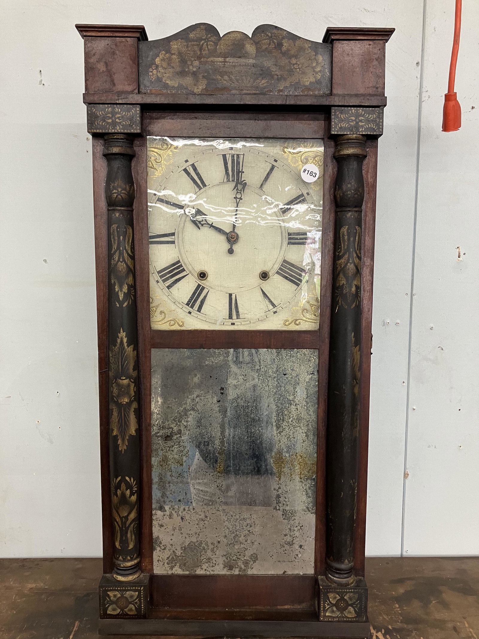 Charles Kirke Stnciled Column and Splat Shelf Clock (1 of 6)