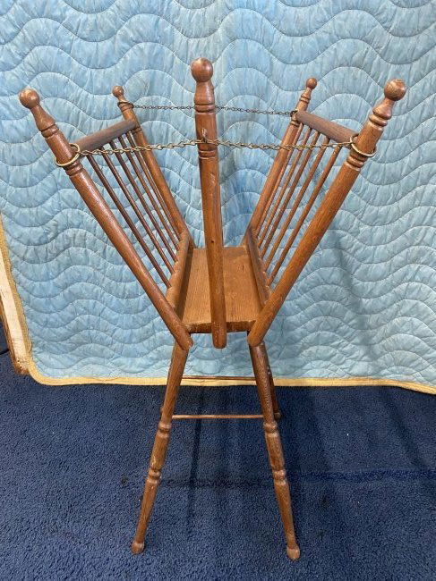 Antique Oak Folding Magazine Stand (1 of 5)