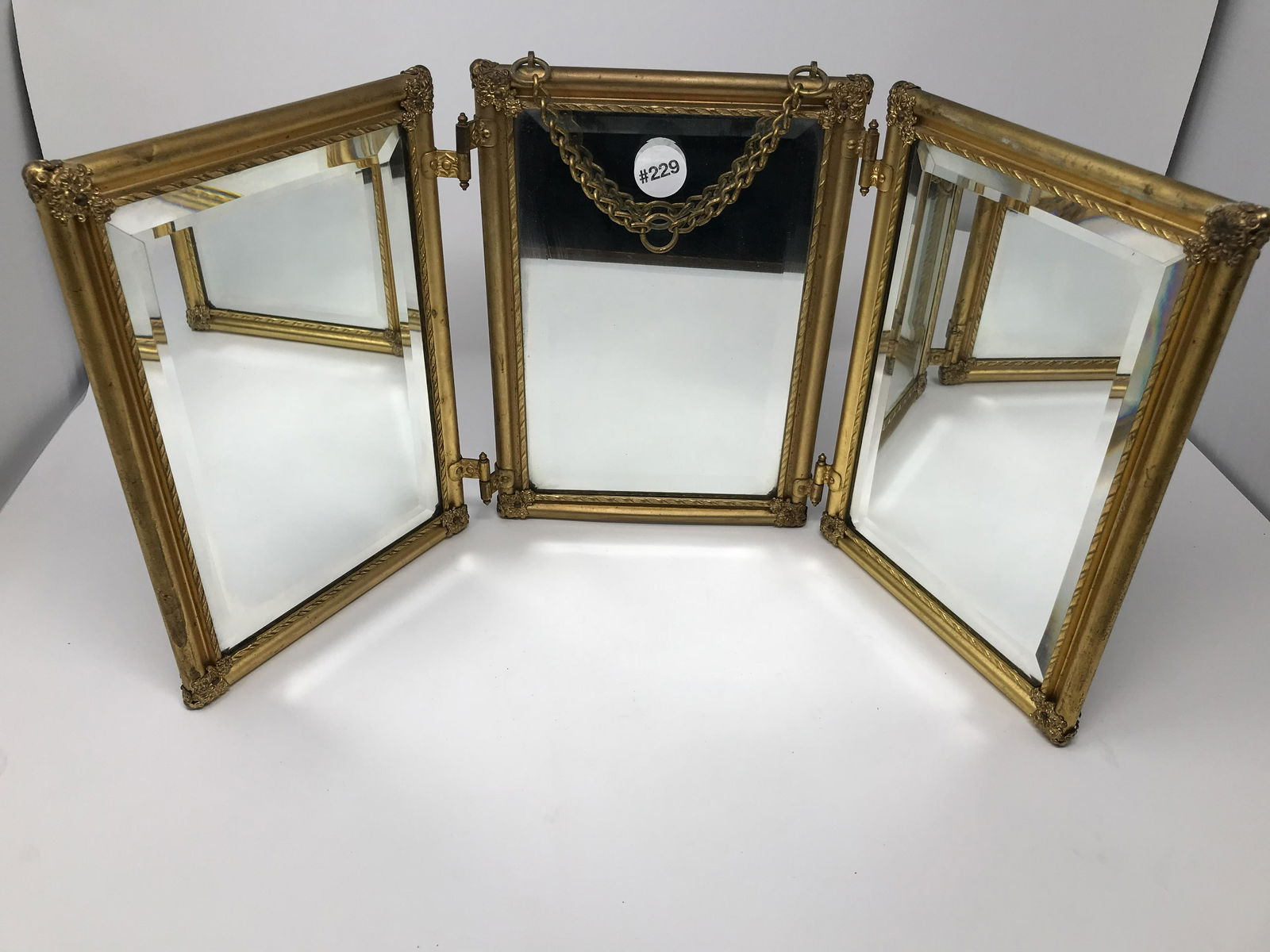 Folding Brass Three Section Mirror (1 of 2)