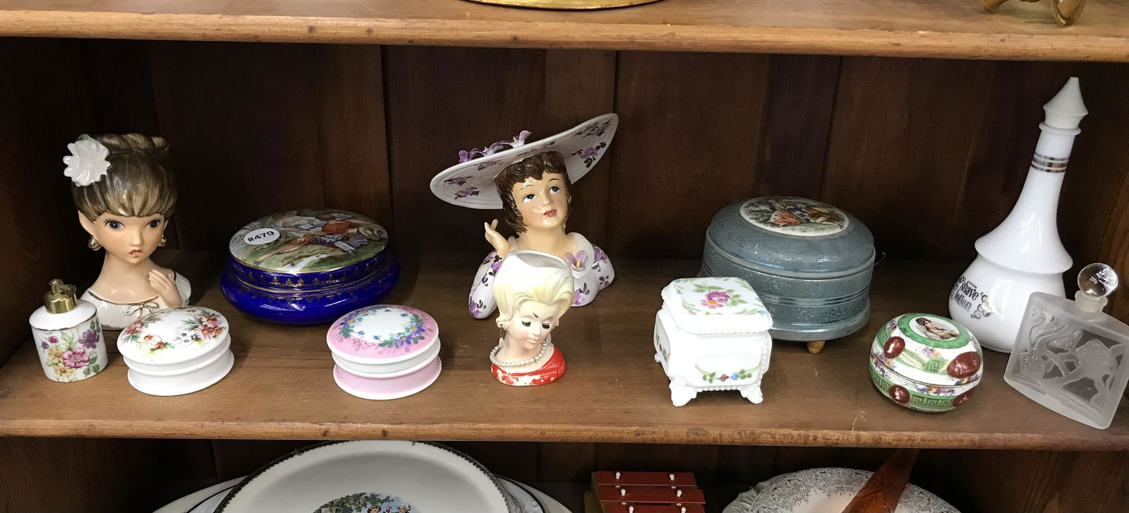 Head Vases, Powder Jars, Pin Jars , Plus: Largest head vase measures 5" x 6"