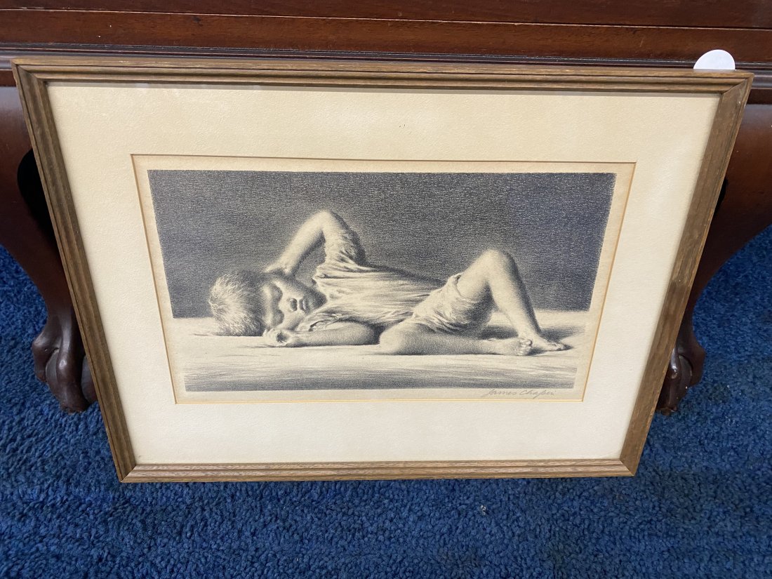 Etching By James Chapin: Original frame measures 17" x 13", exposed is 11" x 8". SLR