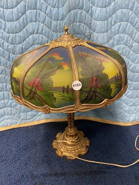 Antique Reverse Painted Lamp (1 of 5)