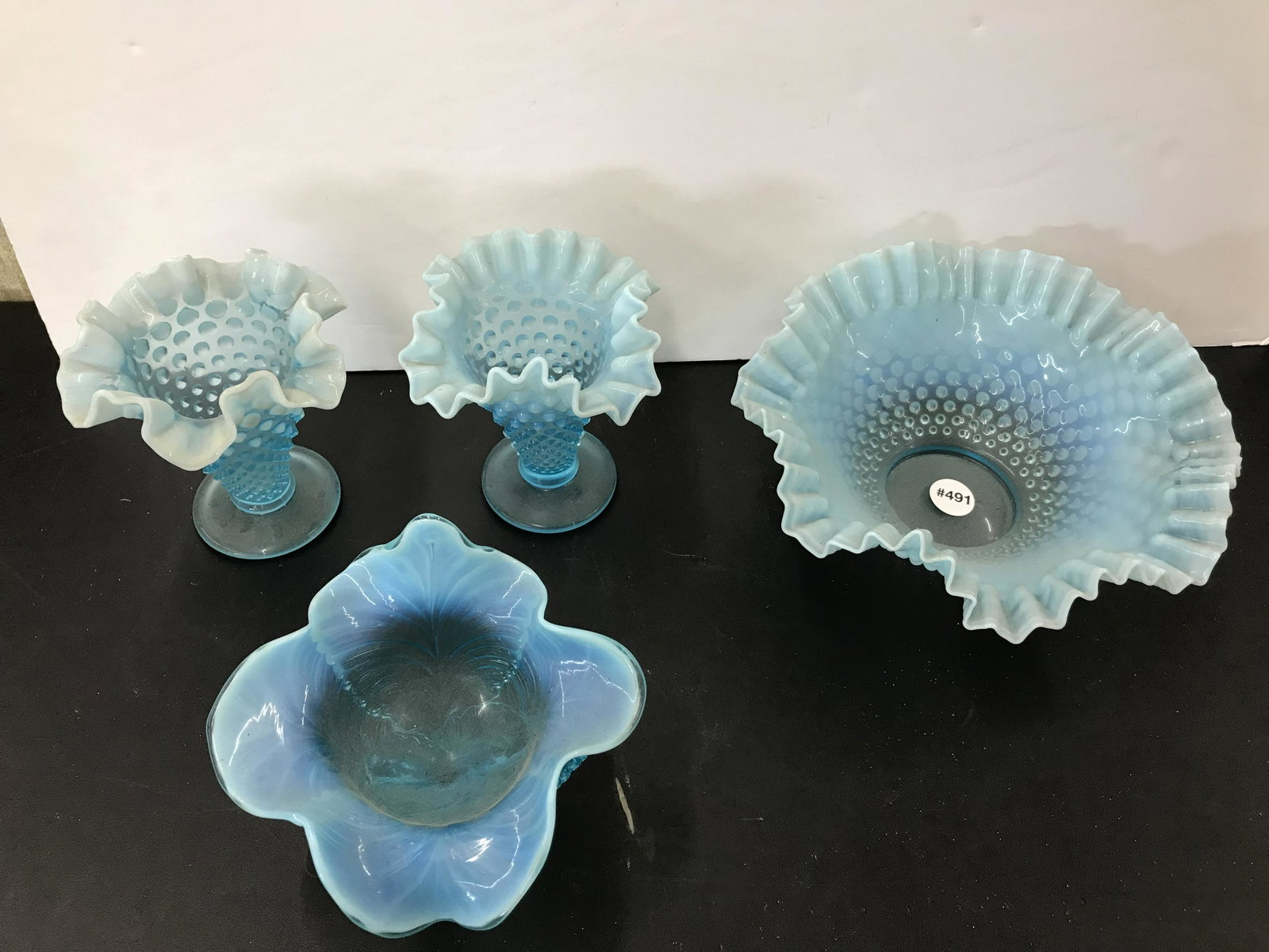 Opalescent Hobnail: Includes three vases & a bowl. Largest measures 10" x 3".