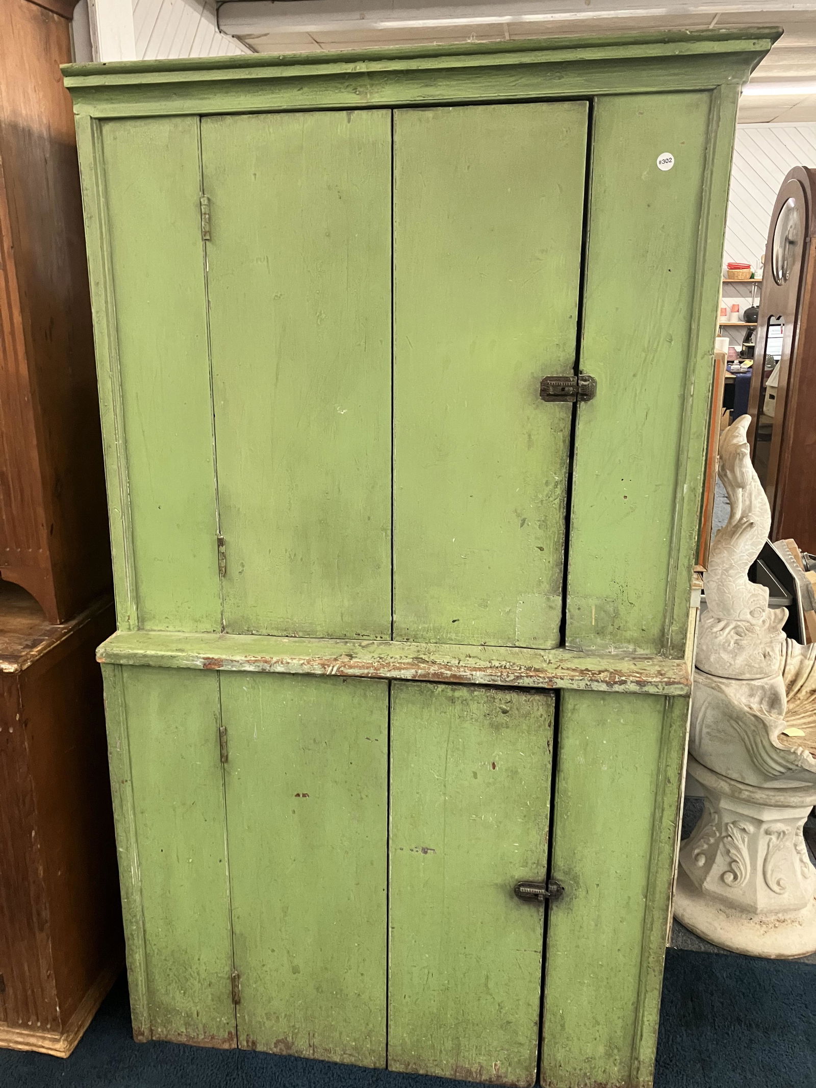 Early Green Painted Cabinet (1 of 5)
