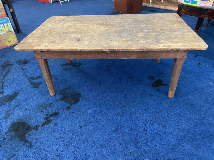 Antique Farm Table with Old Red Paint Nov 20, 2022 Costea's Auction
