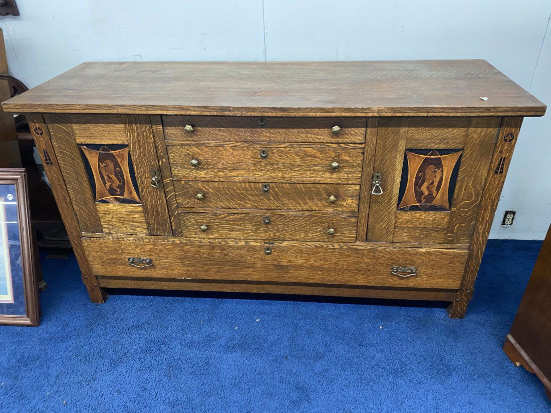 Antique Mission Oak Sideboard Attributed to Harvey Ellis Nov 20, 2022