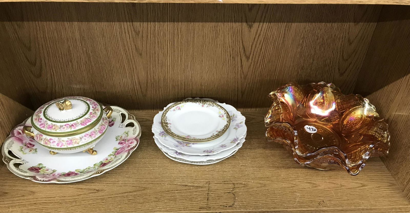 Two Carnival Bowls & Hand Painted China (1 of 1)