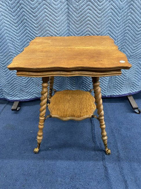 Antique Oak Stand w/ Ball & Claw Feet (1 of 4)