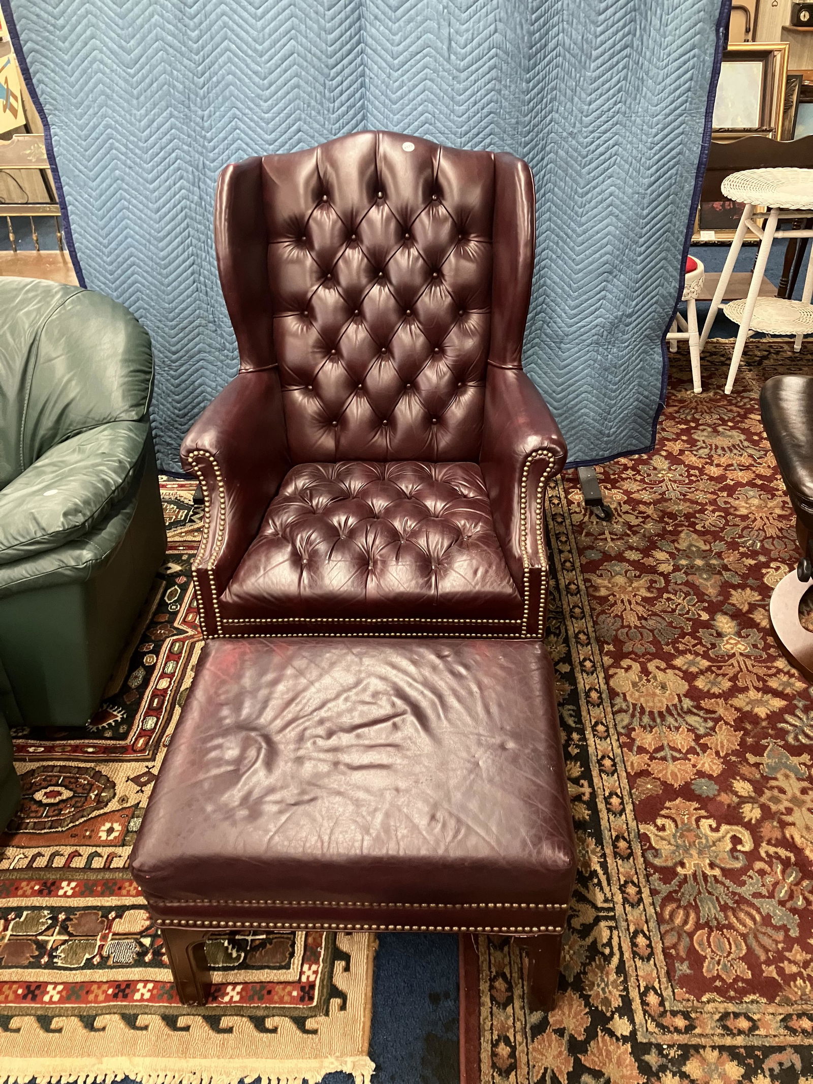 Leather Chair & Stool (1 of 4)