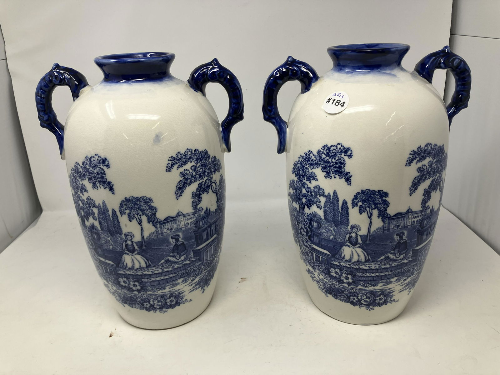 Pair of Flow Blue Vases (1 of 4)