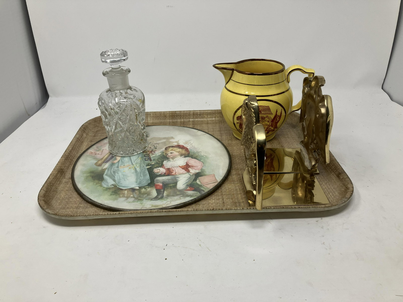 Mottahedeh Creamer Plus: includes flu cover, cut glass bottle and baldwin style bookends