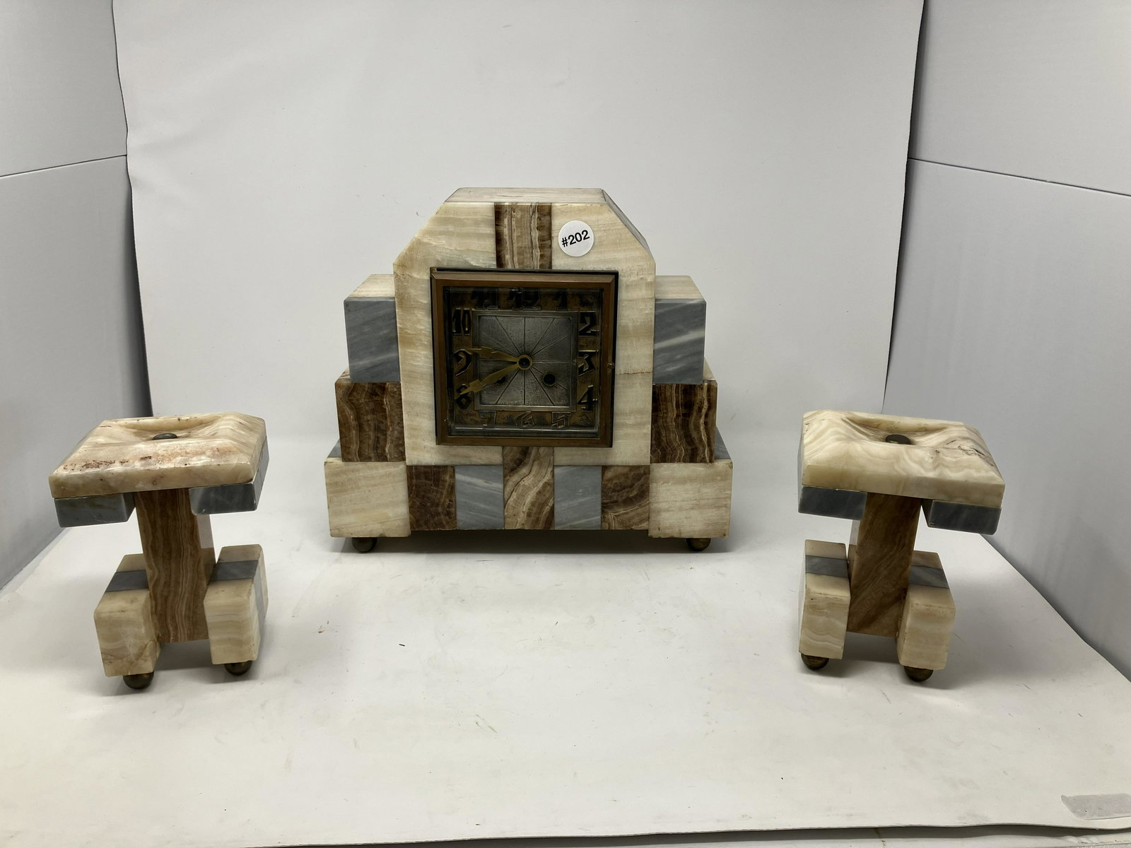 Art Deco Marble Clock Set (1 of 5)