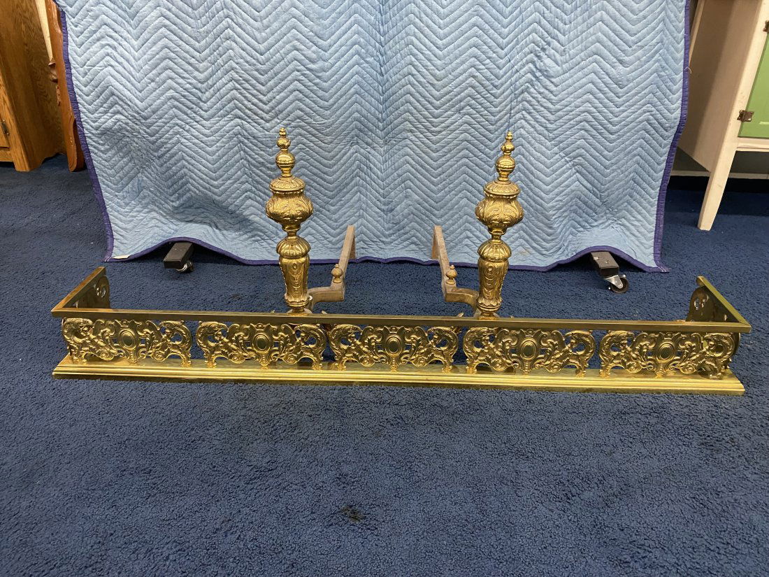Three Pieces Brass Fireplace Set (1 of 7)