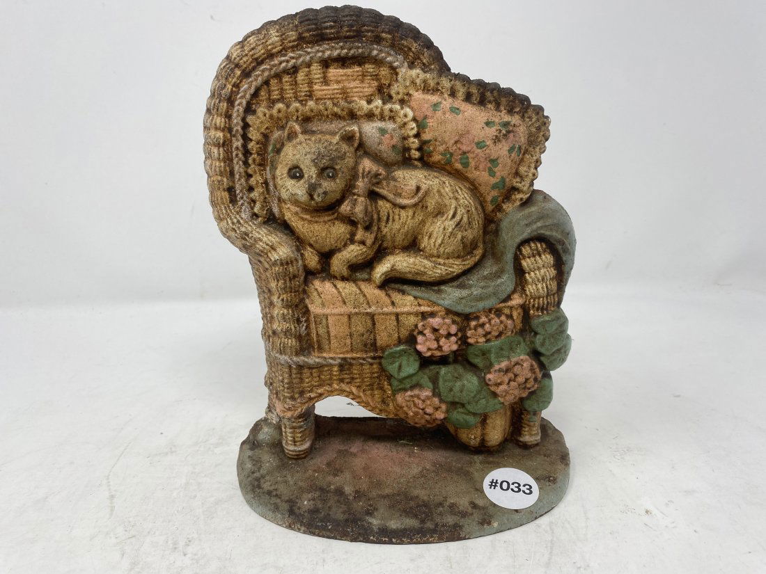 Cast Iron Cat Door Stop: 9"x7"