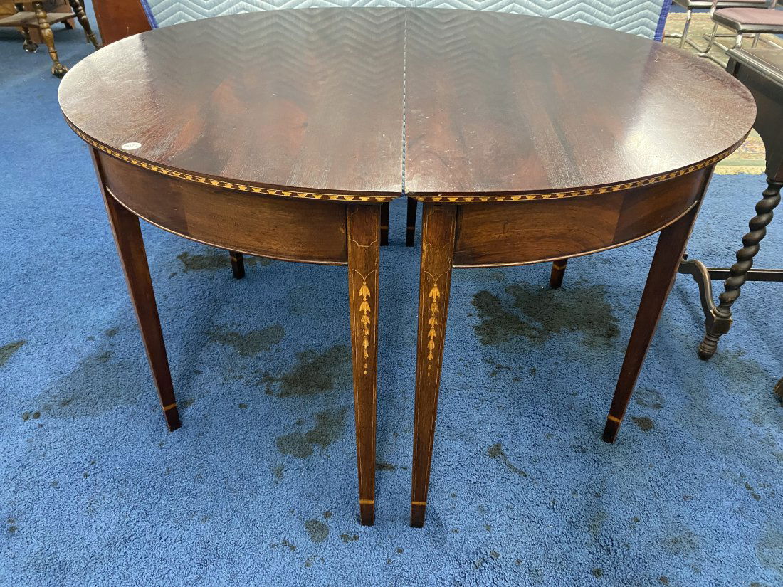 Antique Hepplewhite Two Piece Dining Table with Inlay (1 of 8)