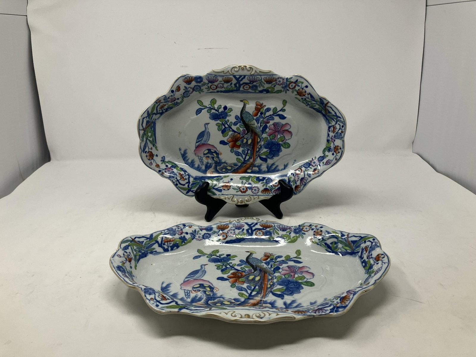 Pr Masons Ironstone Oblong Platters: marked on back, 11"W.