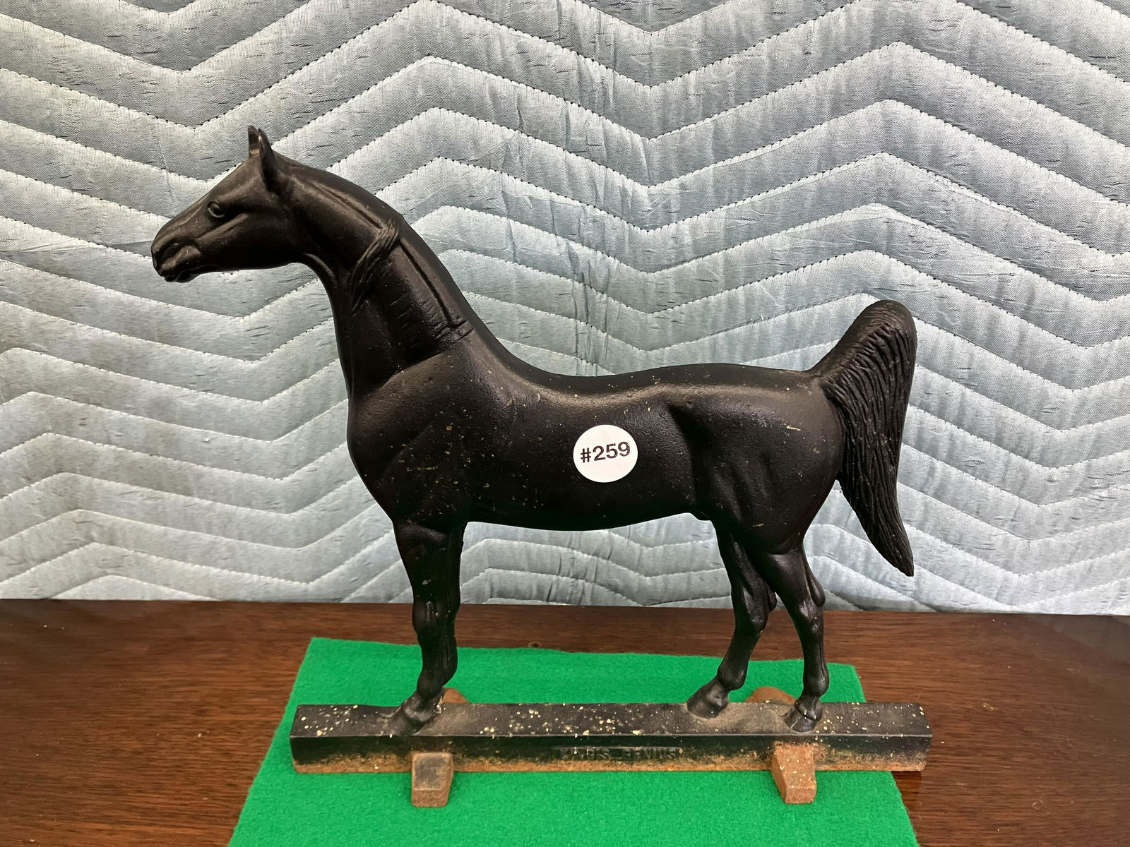 Virginia Metal Crafters "King's Genuis" Doorstop: dated 1939, cast iron, 12"L.