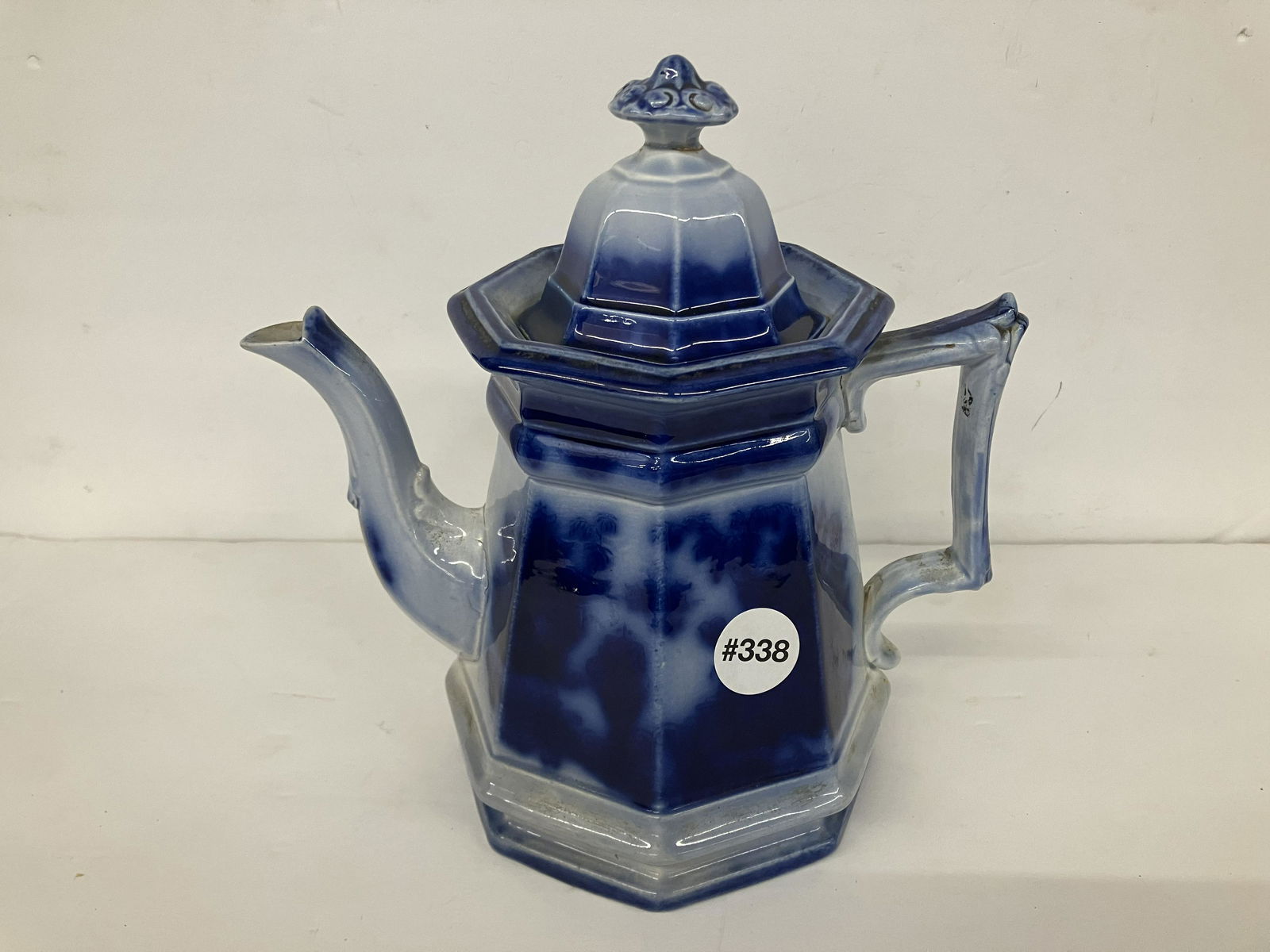 Antique Paneled Flow Blue Tea Pot (1 of 4)