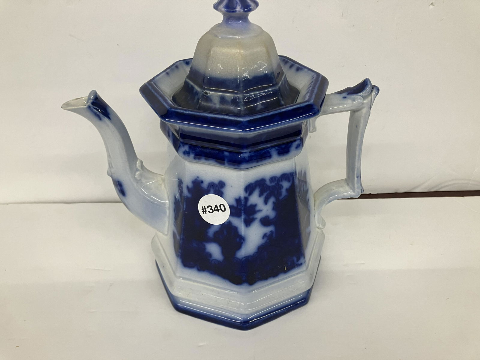 Antique Paneled Flow Blue Tea Pot (1 of 6)