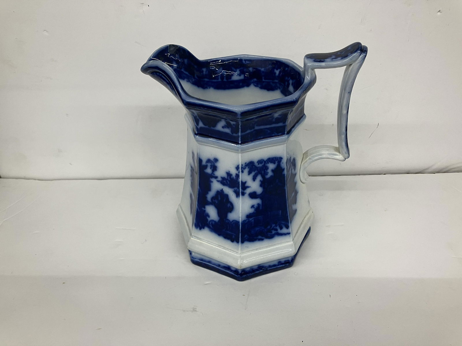 Antique Paneled Flow Blue Water Pitcher (1 of 5)
