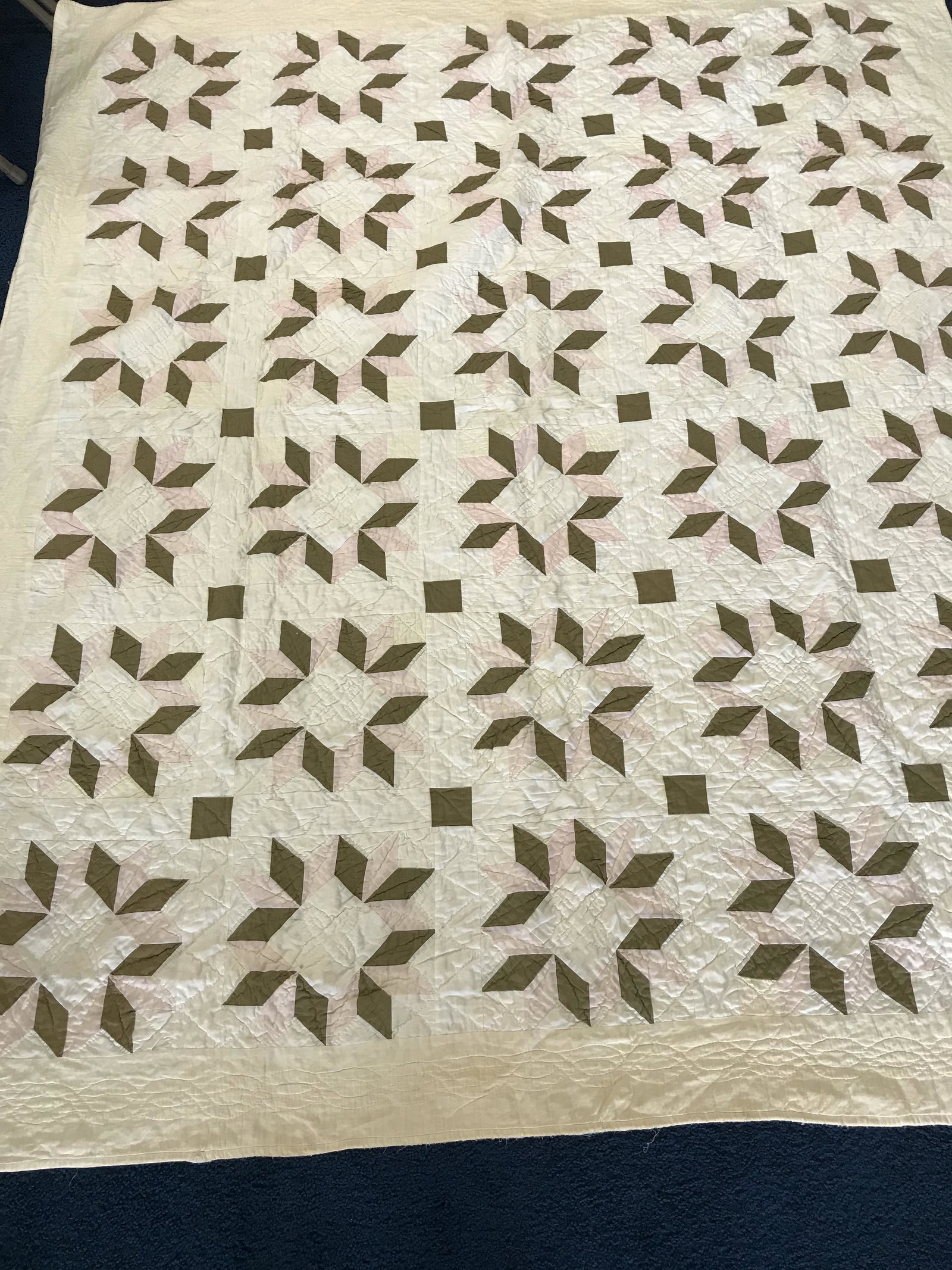 Antique Quilt: 82"x76", hand stitched