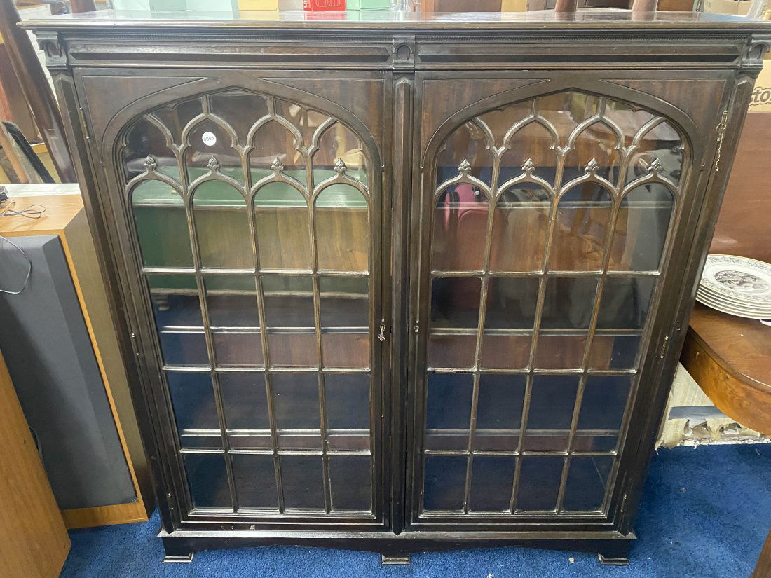 Antique Mahogany Double Door Bookcase (1 of 14)