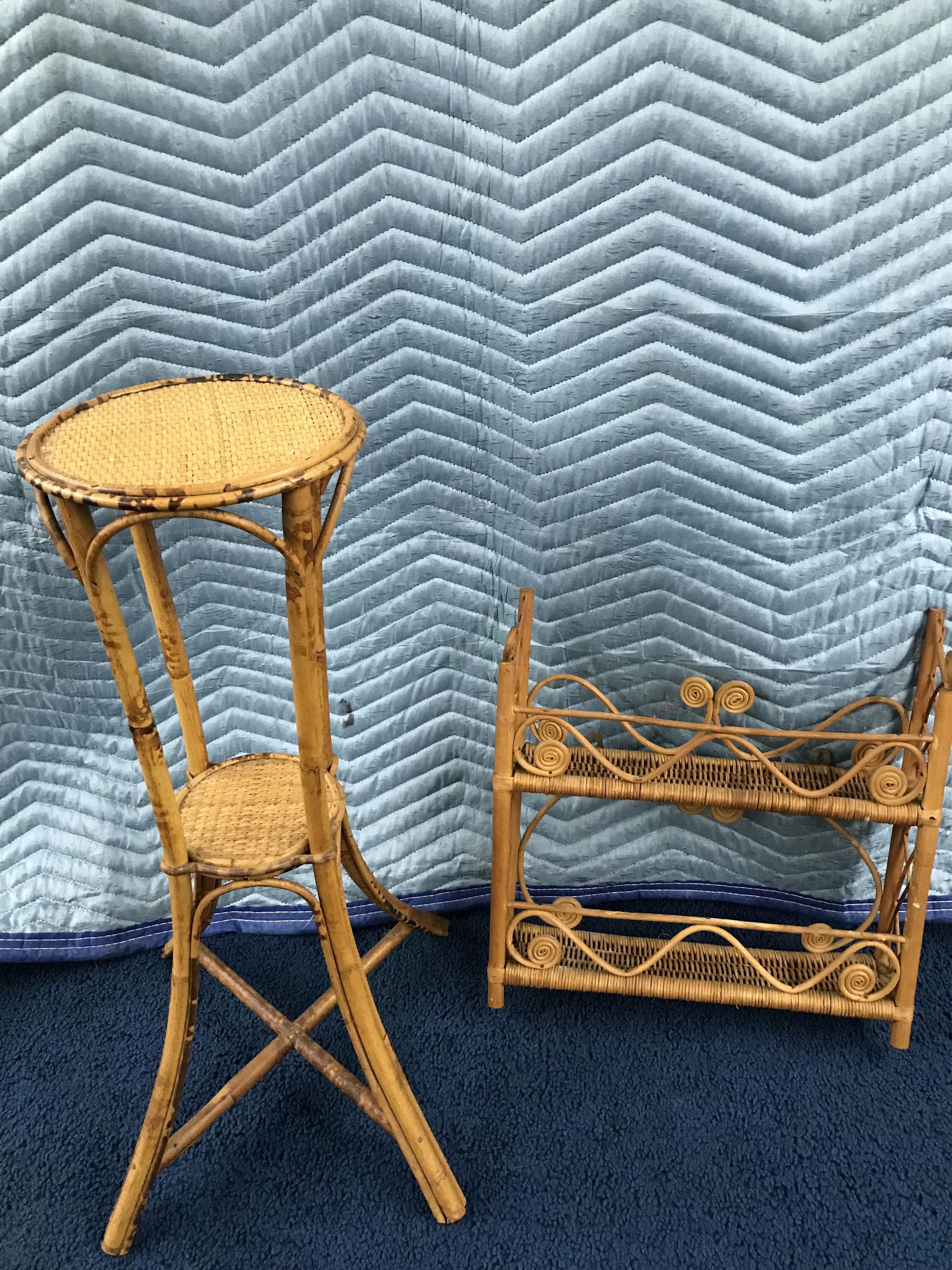 Bamboo Wicker Stand & Shelf (1 of 5)