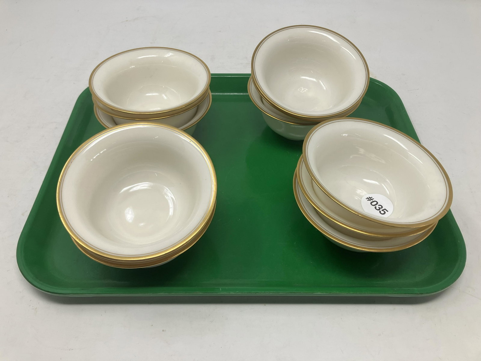 12 Lenox Custard Cups: green mark, 4.25"W.