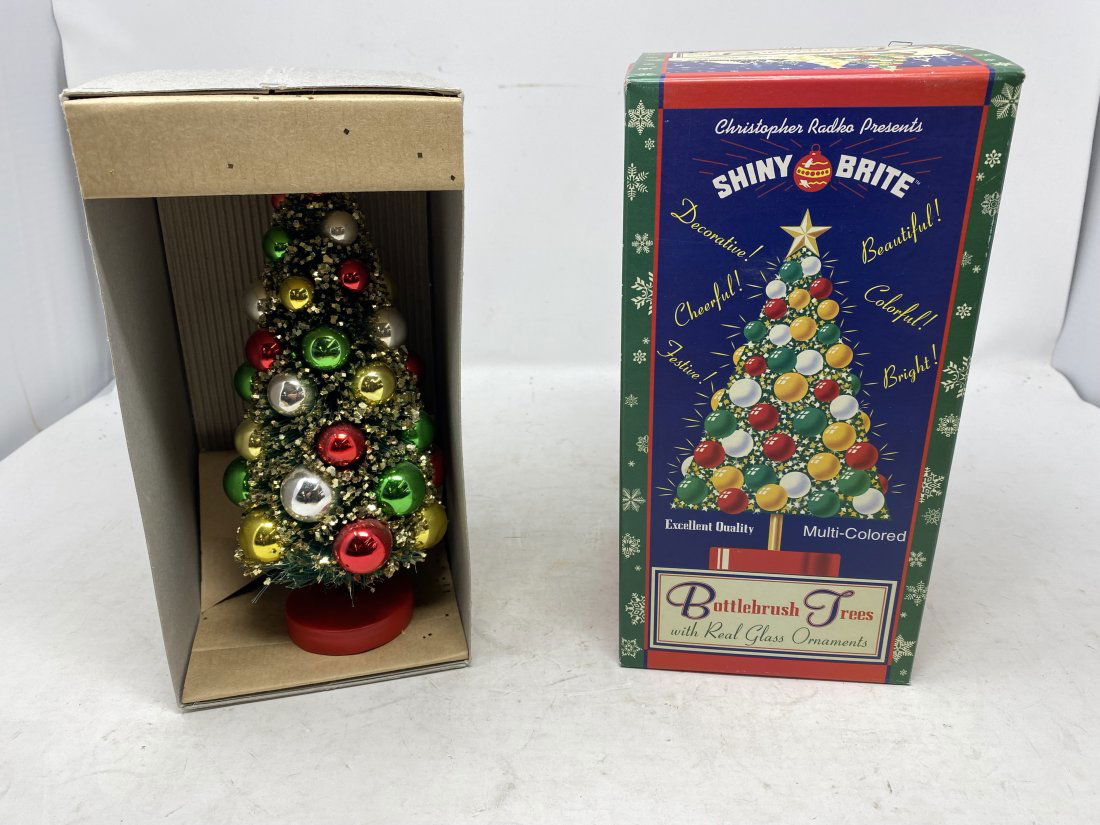 Christopher Radko Shiny Brite Bottlebrush Tree: new in original box, box is 10"x5"x5"
