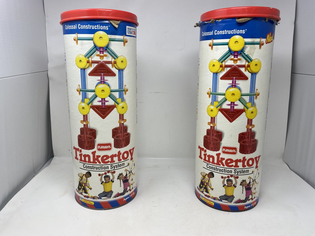 Vintage Tinker Toys: 2 containers both full 17"x7"