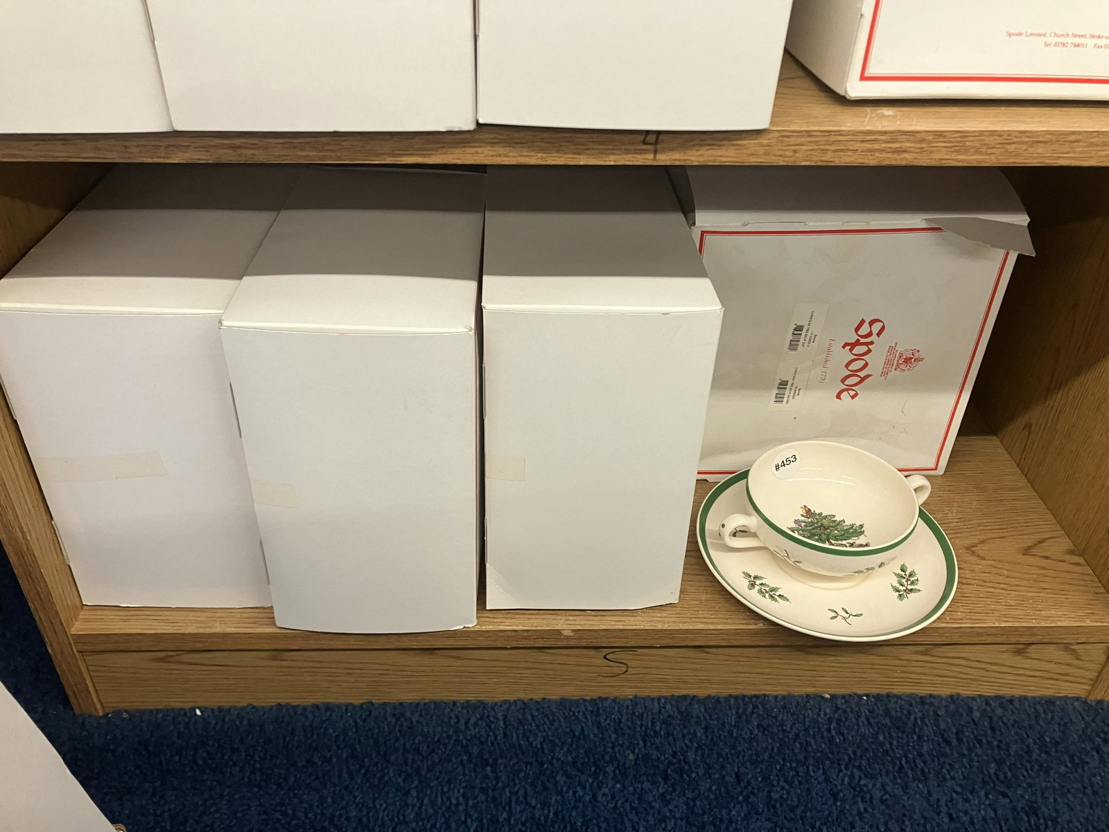 Four Spode Christmas Tree Soup Saucer: four nib.