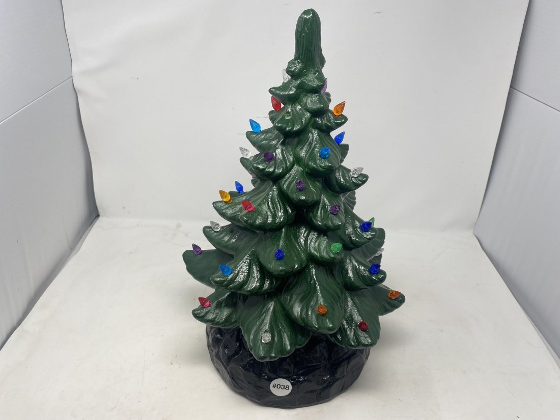 Ceramic Christmas Tree: Measures 18" x 10". One piece.