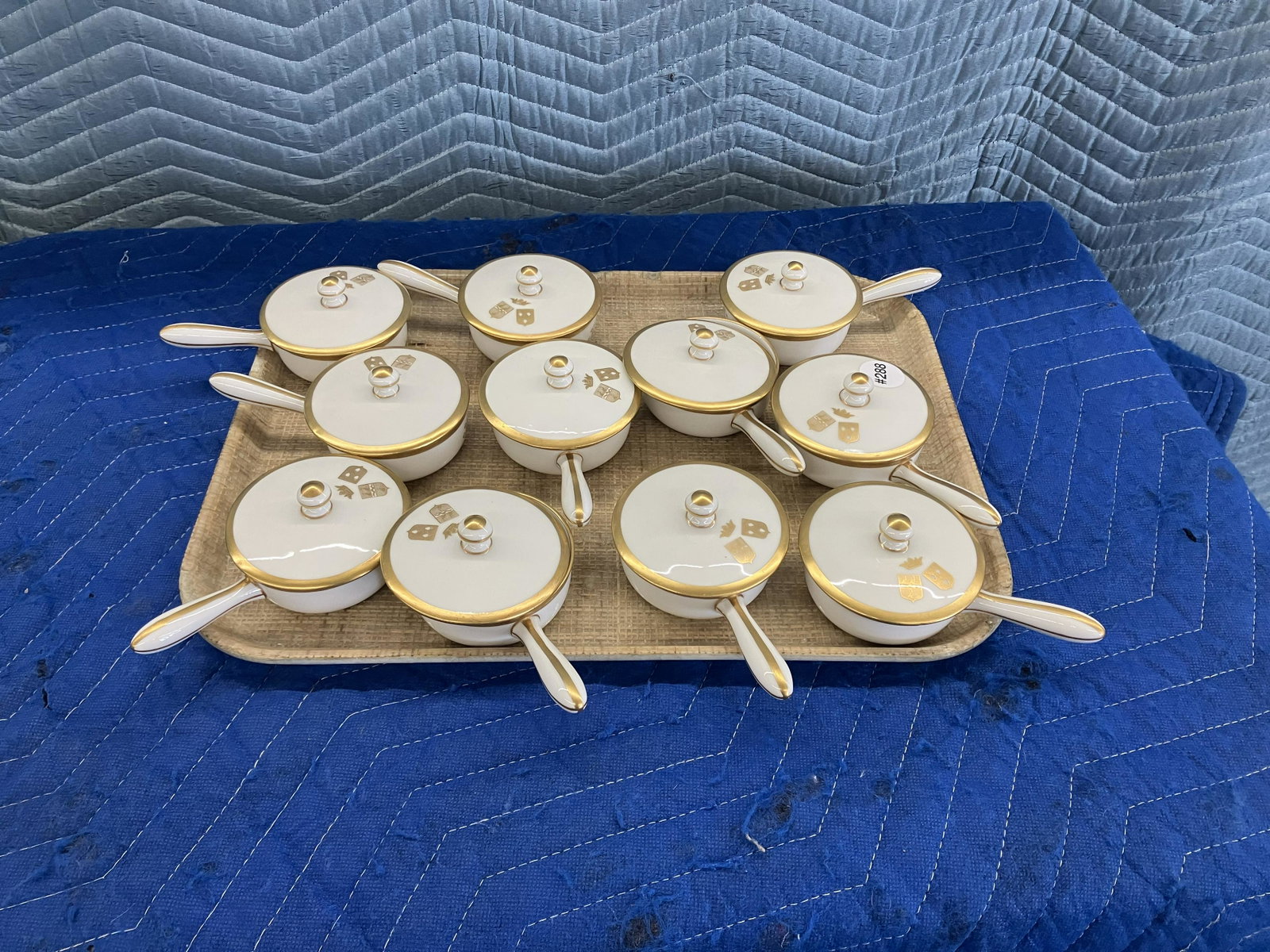 11 H+L Limoges Handled Ramekins: marked and impressed. 6"L.