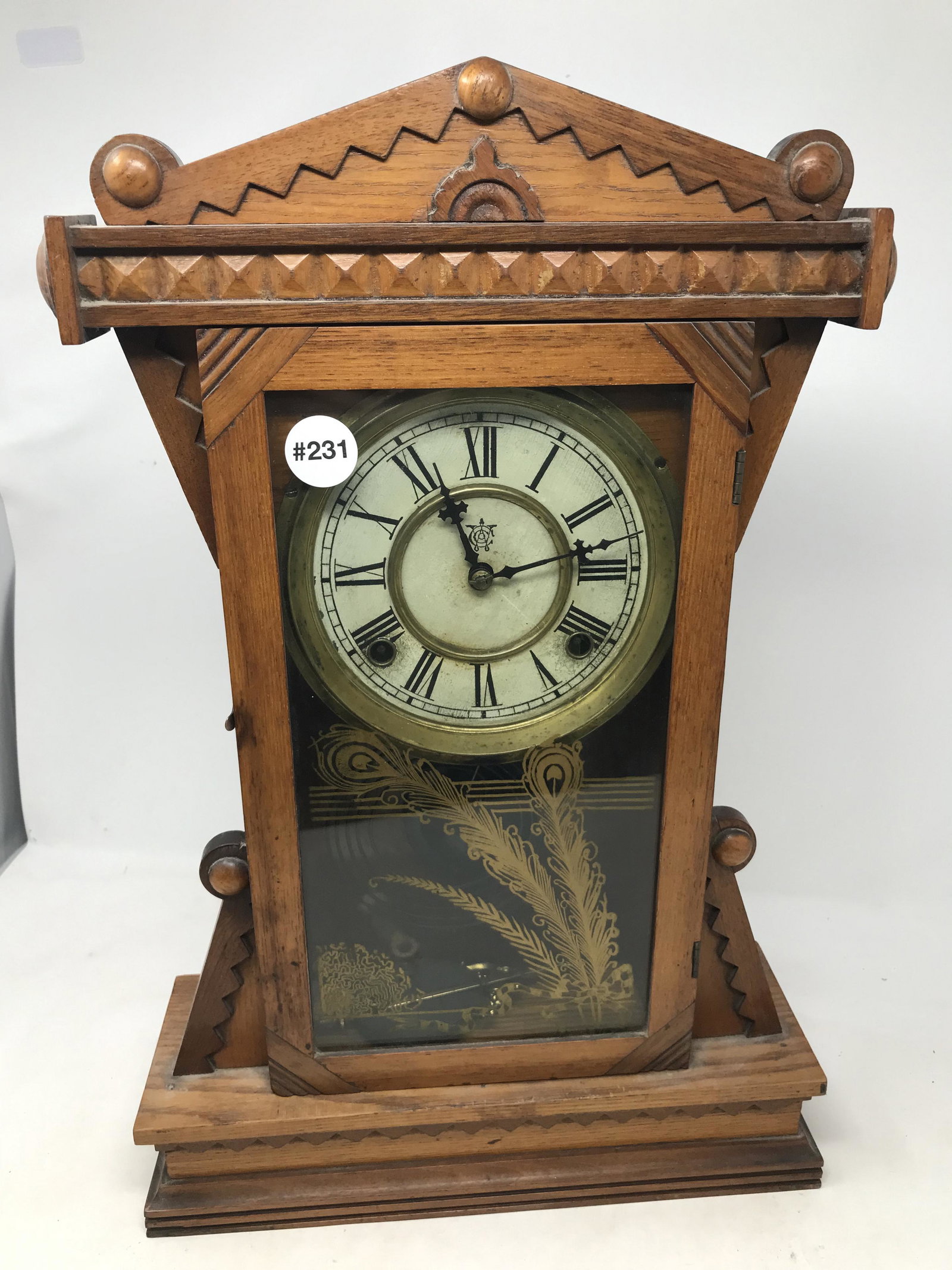 Antique Oak Waterbury Mantle Clock (1 of 5)
