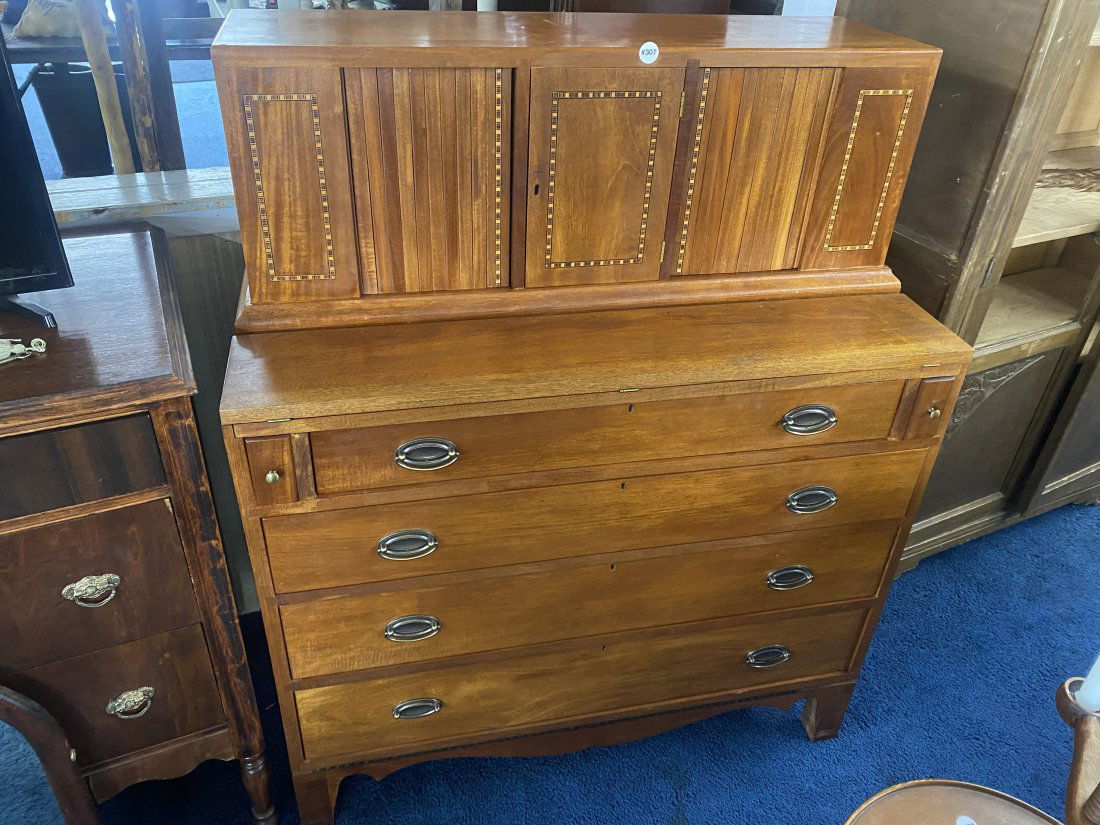 Hepplewhite Mahogany Tambour Desk With Inlay (1 of 7)