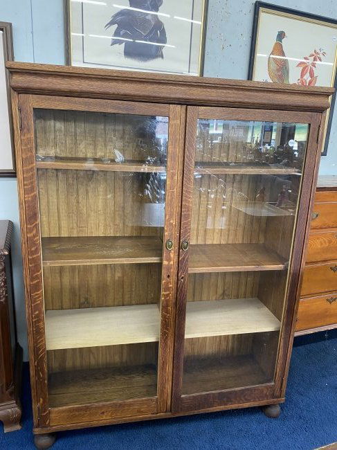 Antique Oak Two Door Bookcase (1 of 5)