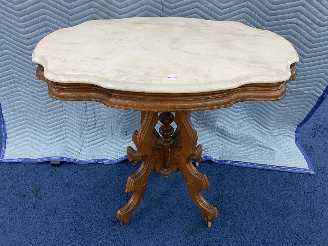 Victorian Marble Top: 30"x32"x23", turtle top shaped