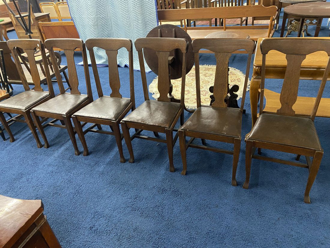 Set of Six Oak T-Back Chairs (1 of 4)