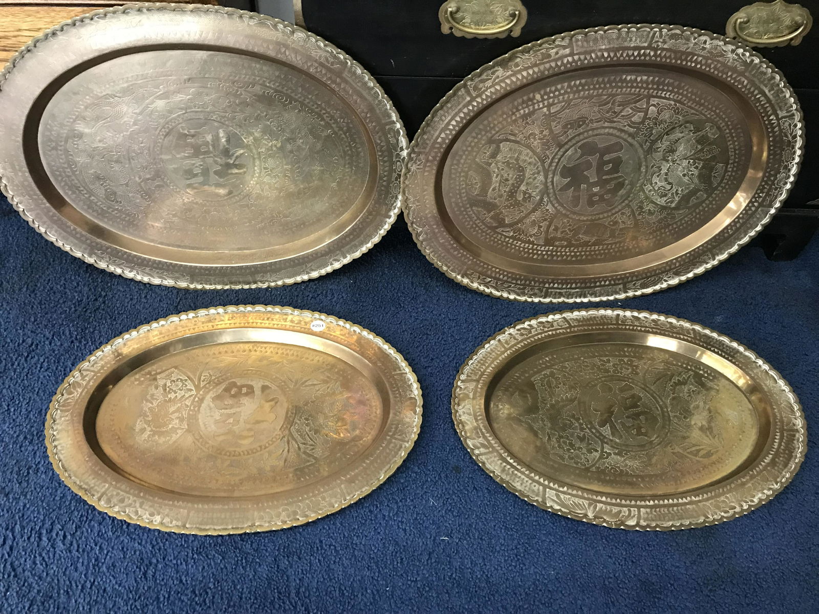Four Asian Brass Trays (1 of 4)