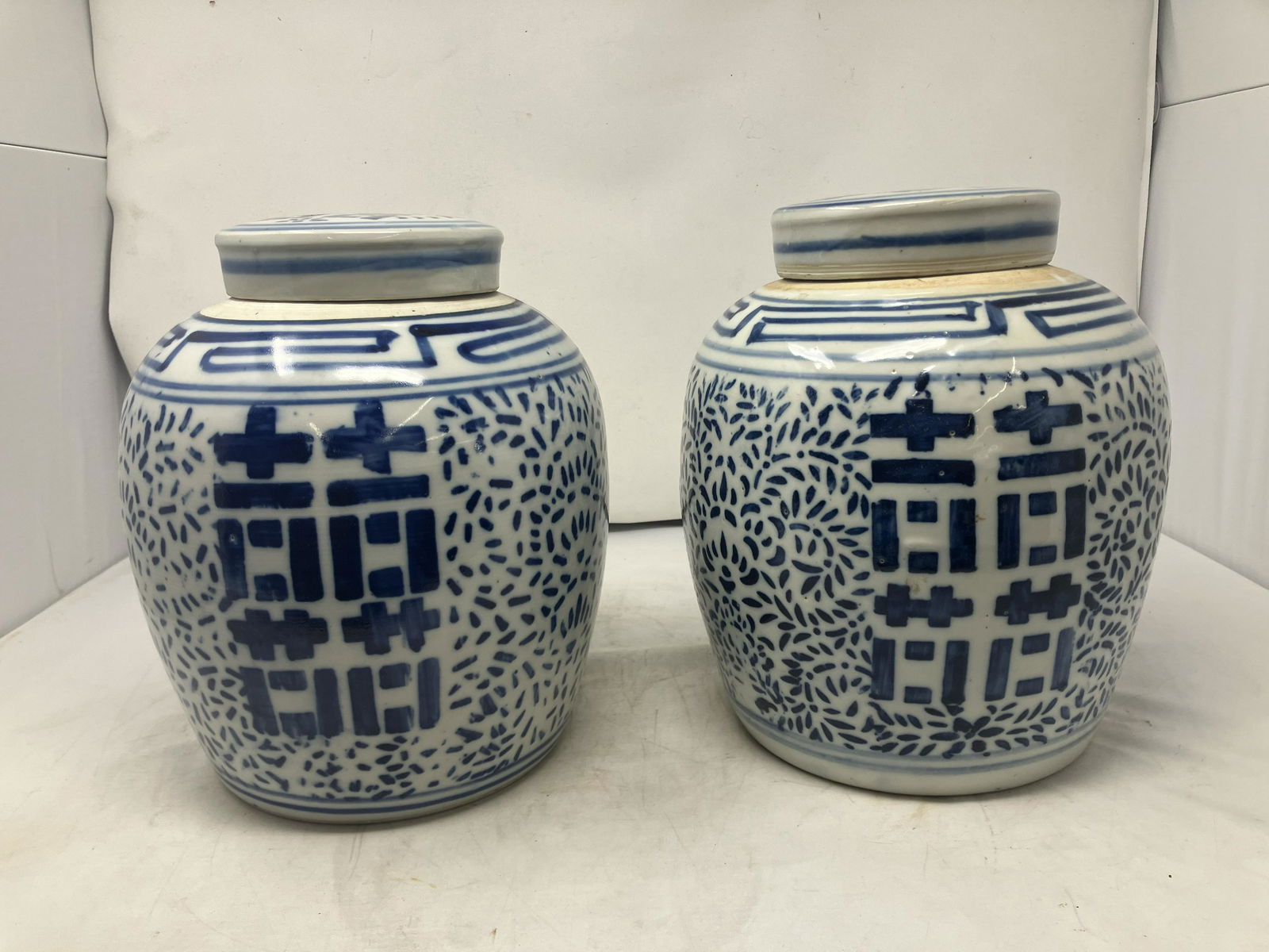 Pair of Asian Double Happiness Ginger Jars (1 of 4)