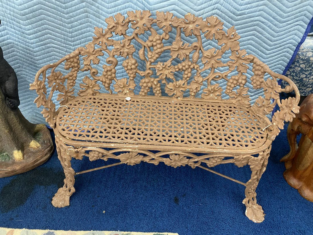 Cast Iron Bench: 42"x30".***This item is not eligible for in-house shipping.***