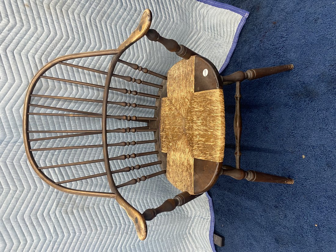 Windsor Arm Chair: Measures 37" x 27" x 17". Has a rush seat. ***This item is not eligible for in-house shipping.***