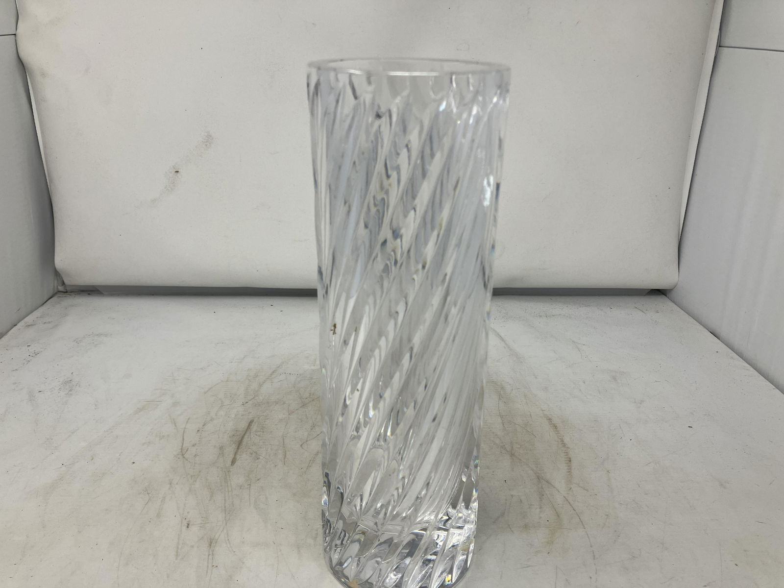 Orrefors Brutalist Spiral Form Vase: marked on base, 12"H.