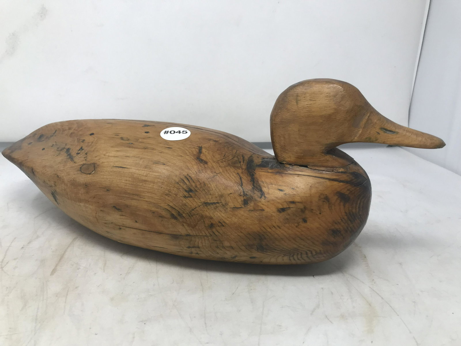 Wooden Duck Decoy: 7"x16", solid carved wood