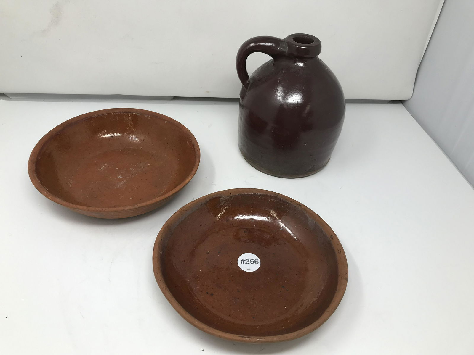 Two Redware Plates & A Jug (1 of 4)